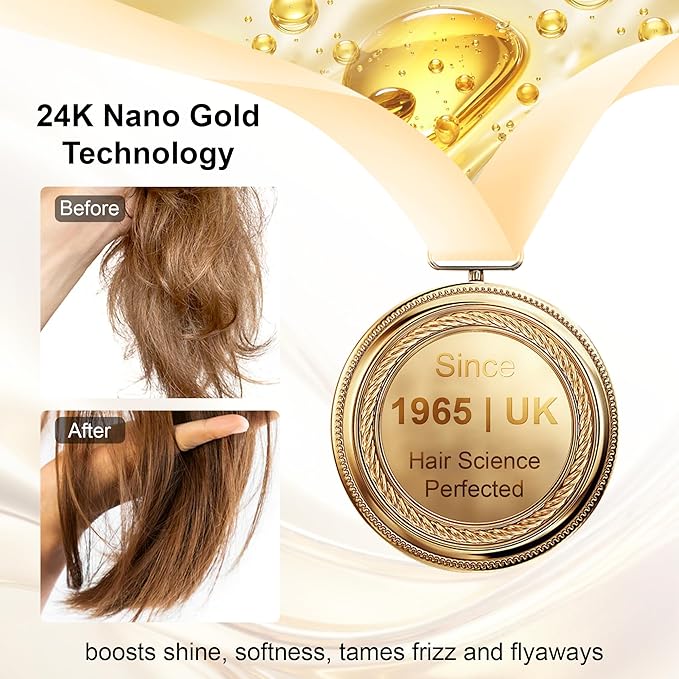 24K Gold Hair Oil, Repair Shine Serum with Coconut, Argan & Olive Oils - Heat Protectant and Frizz Control - Vegan, Lightweight Leave-In Treatment for Dry Damaged Hair (2.02 Fl Oz (Pack of 1))-Velvo Beauty