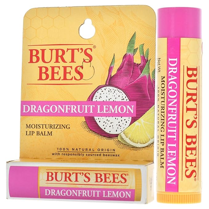Burts Bees Dragonfruit Lemon Moisturizing Lip Balm Unisex 0.15 oz (I0115832)-Velvo Beauty