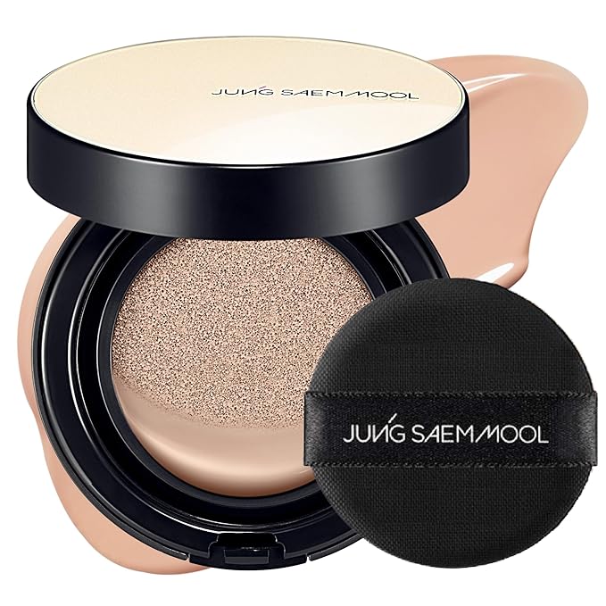 JUNG SAEM MOOL Essential Skin Nuder Cushion 22C Petal Light 0.49 Fl Oz, No Refill, Natural Radiant Finish Cushion Foundation with Buildable Coverage, Lightweight Texture, Korean Foundation Makeup-Velvo Beauty