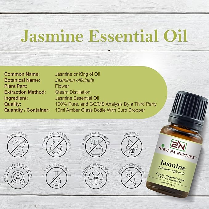 Jasmine Essential Oil 100% Pure Premium Therapeutic Grade, Undiluted - Aromatherapy Diffuser for Calm and Relaxation, Skin Care, Hair Care-Velvo Beauty