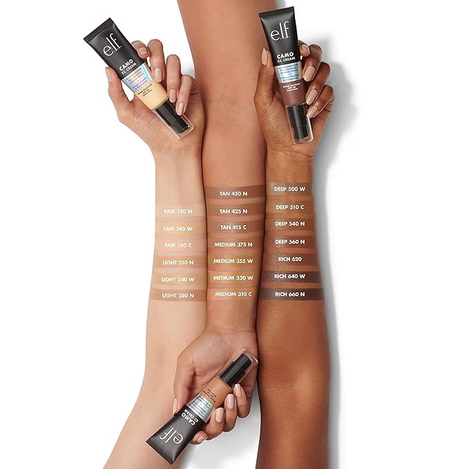 e.l.f. Camo CC Cream, SPF 30 Color-Correcting Medium-To-Full Coverage Face Foundation, Delivers An Airbrushed Finish, Vegan & Cruelty-Free, Rich 640 W-Velvo Beauty