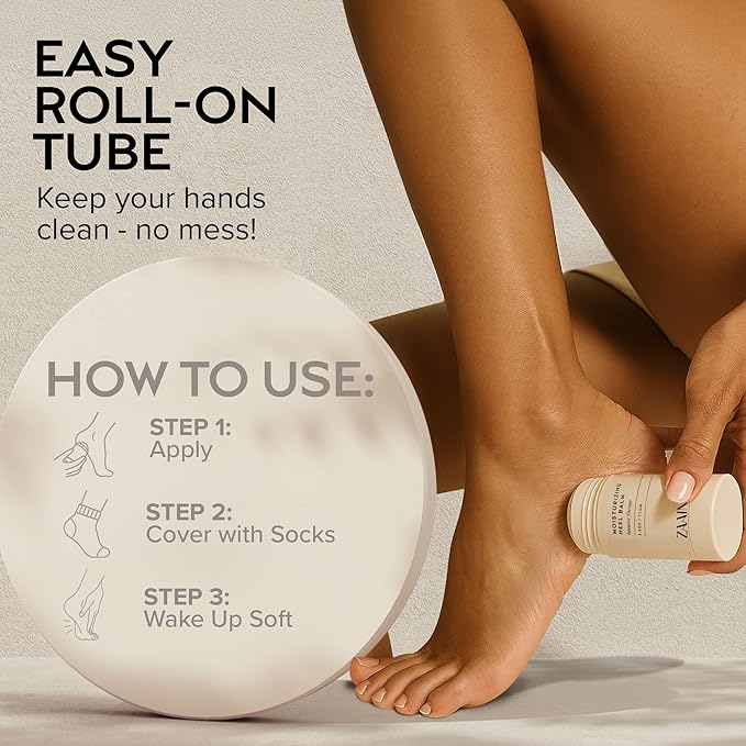 ZAAINA Intensive Heel Balm Stick for Cracked Heels – Natural Foot Balm for Dry Feet, Calluses & Rough Skin – Moisturizing Heel Softener with Shea Butter, Tea Tree & Peppermint – 2.5oz Twist-Up Tube-Velvo Beauty