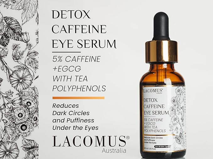 Advance Caffeine 5% + EGCG Serum for Brighter Eyes - Powerful Eye Contour Serum for Reduces Puffiness, Dark Circles, and Pigmentation - Hydrating and Smoothing Formula - LACOMUS Australia-Velvo Beauty