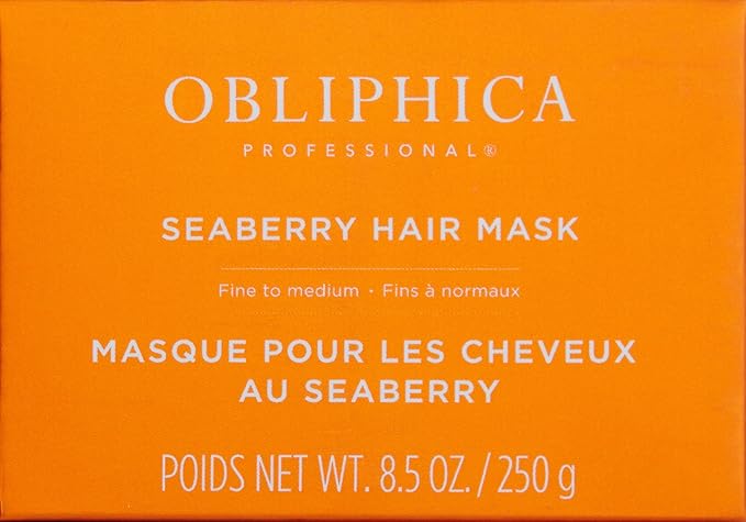 Obliphica Seaberry Hair Mask - Deep Conditioning Hydrating Treatment for Dry and Damaged Hair - Fine, Frizzy, and Color-Treated Hair - 8.5 Ounce (Pack of 1)-Velvo Beauty