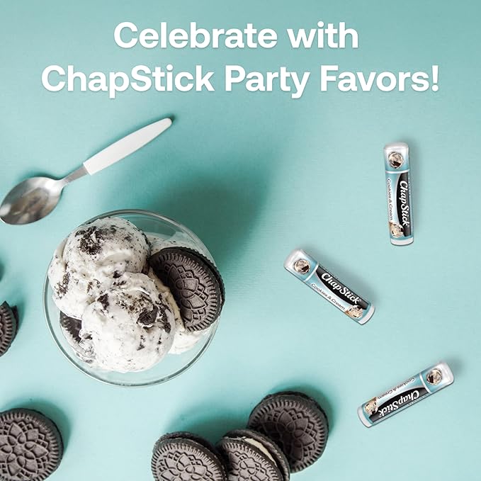 ChapStick Ice Cream Social, Party Favor Lip Balm Pack - Cookies & Cream - 0.15 Oz x 12 Sticks-Velvo Beauty