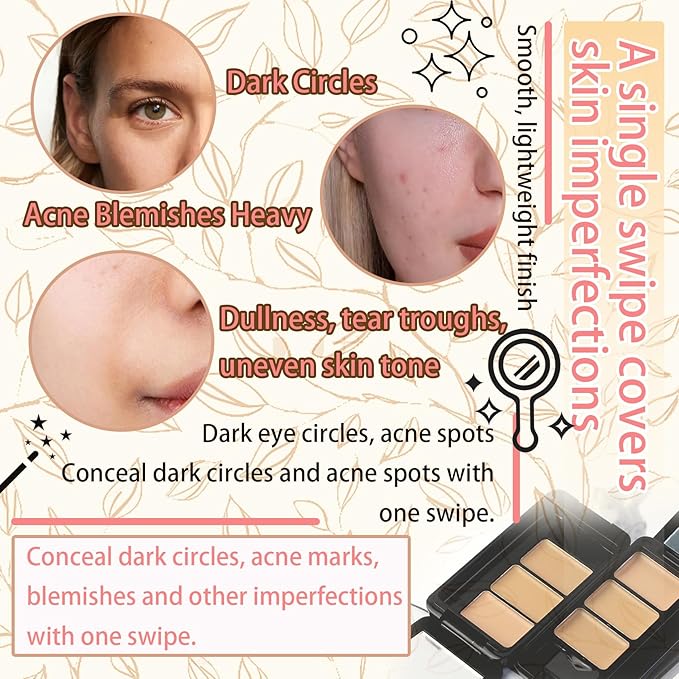 3 Colors Corrector Palette,Moisturizing Long Lasting Waterproof Cream Contour Makeup Palette,Color Correcting Concealer,Natural Flawless Full Coverage Liquid Foundation Set with Makeup Brushes-Velvo Beauty