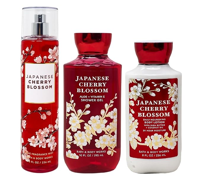 Bath and Body Works - Signature Collection - Japanese Cherry Blossom - Shower Gel - Fine Fragrance Mist & Body Lotion Trio-Velvo Beauty