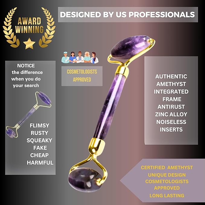 100% Authentic Amethyst Mother's day Gift Set Amethyst Eye Mask Amethyst Jade Roller & Gua Sha Set Facial Mask Instant Puffiness promote relaxation and relief stress.-Velvo Beauty