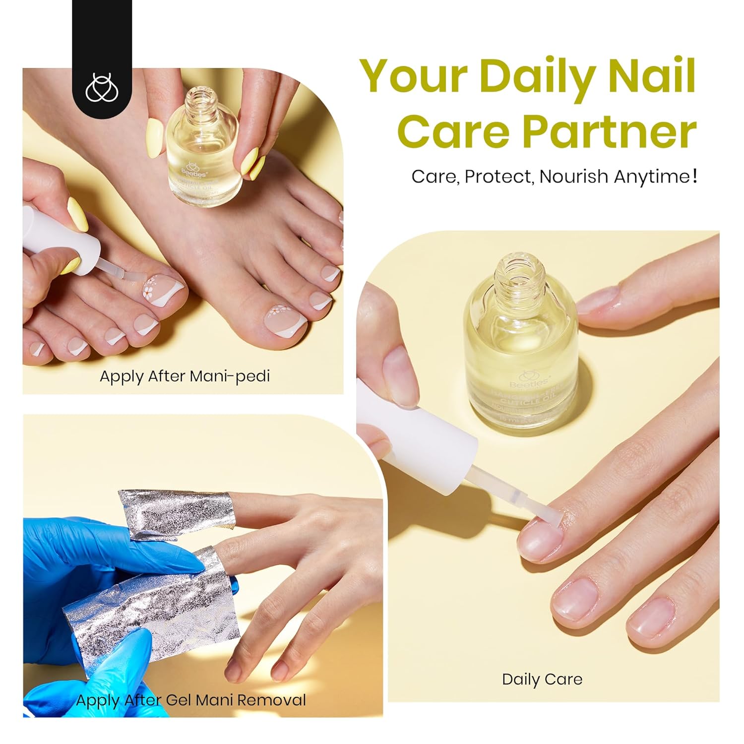 Beetles Cuticle Oil for Nail 15ml Almond Fragrance Care with Jojoba Oil & Vitamin E Nail Growth and Repairs Cuticles, Natural Sweet Almond Nourish Skin Salon Gifts for Women-Velvo Beauty