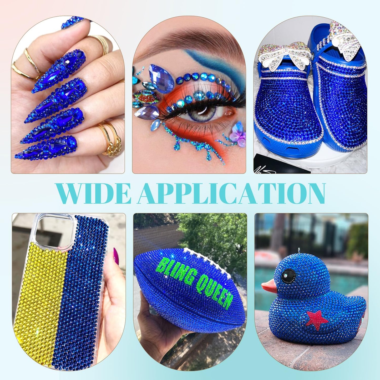 6100Pcs Royal Blue Rhinestones for Crafting with 2Pcs 10ml B7000 Jewelry Glue, 1 Box Flatback Crystals Diamond for Bedazzling Crafts DIY Nail Art Resin Gems for Clothing Shoes-Velvo Beauty