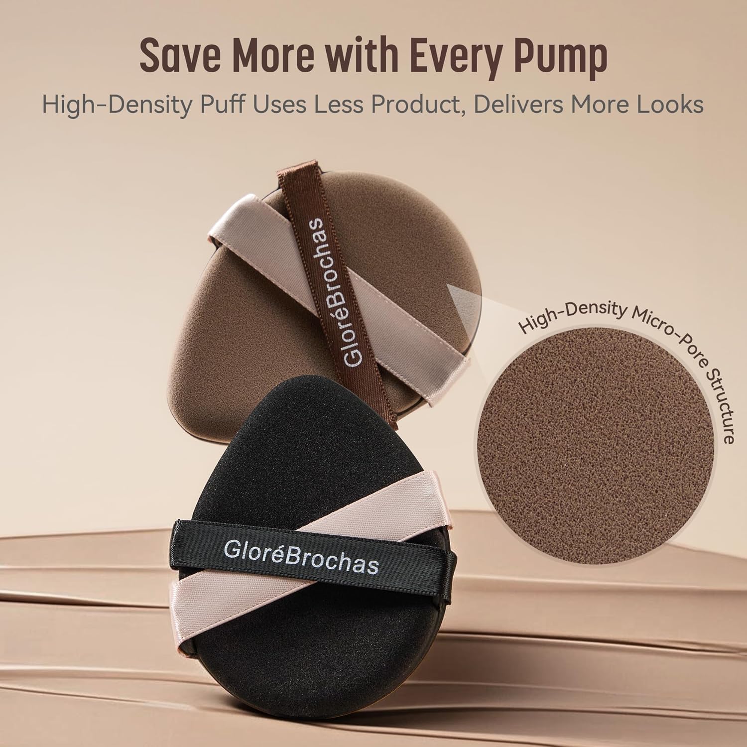 Makeup Sponge Set, GloréBrochas 4PCS Micro Porous Foundation Sponge, Latex-Free PU Makeup Puff, Low Absorption 3.2 Inch Soft Dual-Sided Foundation Puff, Individually Wrapped-Velvo Beauty
