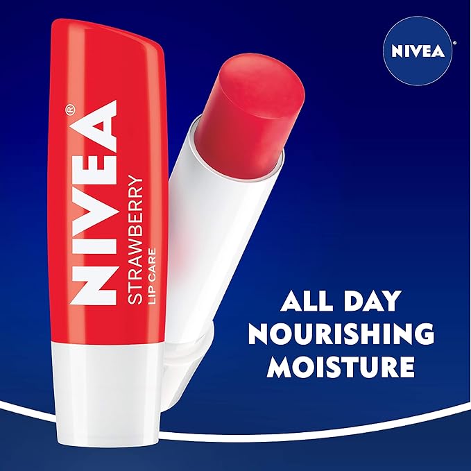 NIVEA Strawberry Lip Care - Tinted Lip Balm for Beautiful, Soft Lips - Pack of 4-Velvo Beauty