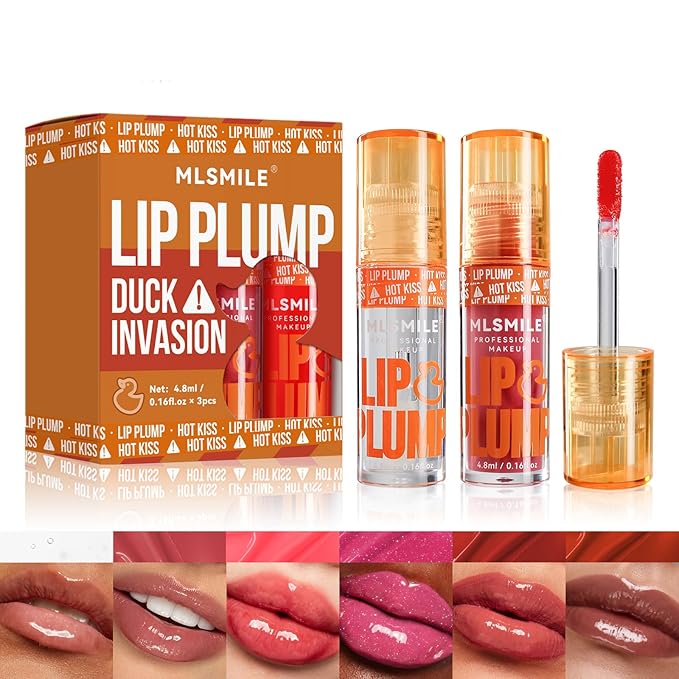 Hydrating Plumping Lip Oil Set, Natural Lip Gloss Plumper with Ginger, Transparent Moisturizing Lip Balm, Tinted Lip Plumper Gloss Make Lips Fuller, Vegan Lip Makeup (Set B, 3Pieces)-Velvo Beauty