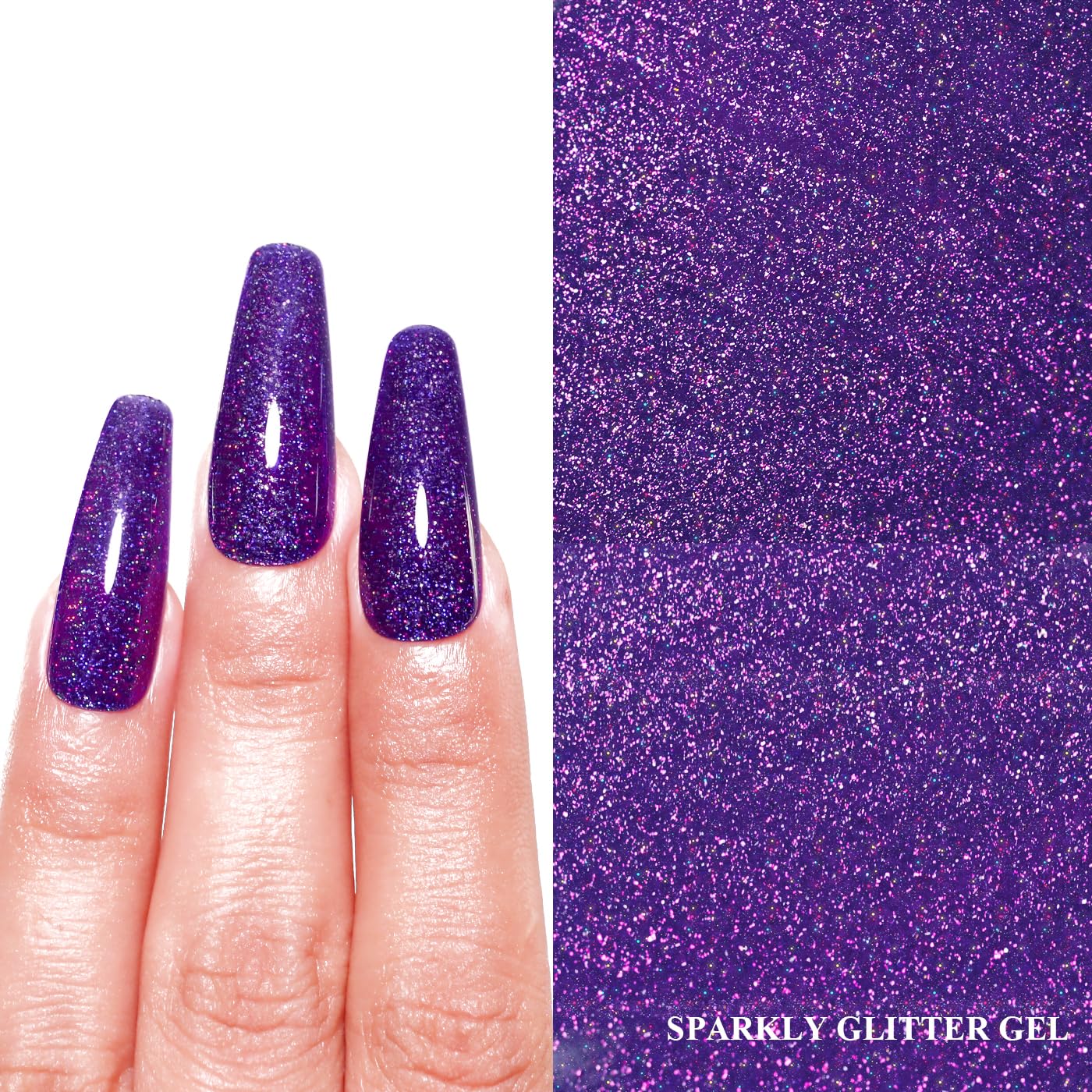 Imtiti Glitter Gel Nail Polish, Purple Iridescent Glitter Nail Gel Polish Diamond Shimmer Sparkle Soak Off UV LED Spring Summer Manicure 10ML-Velvo Beauty