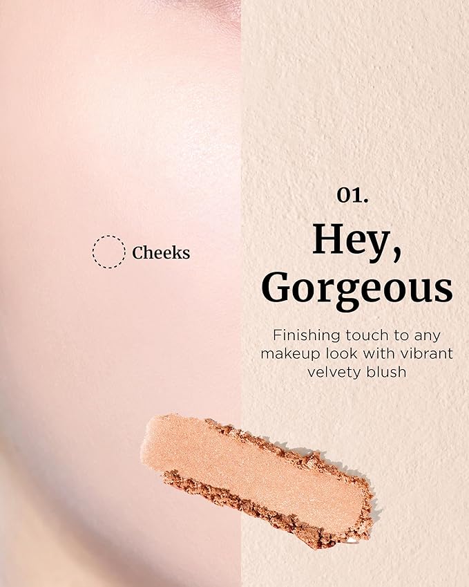 VDL Cheekstain Pastel Blush for Cheeks (Hey, Gorgeous, 0.2oz) - Lightweight, Velvet Powder Formula - Seamless, Long-Lasting, Natural-Looking Glow | Korean Makeup-Velvo Beauty