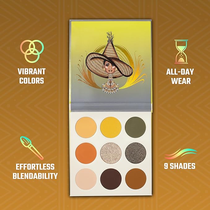 Juvia's Place Palette The Nomad - Marigold, Shimmering Honey, Deep Merlot, Shades of 9, Deep Merlot, Pigmented Makeup Palette Eye Color & Shine-Velvo Beauty