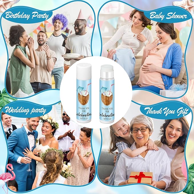 48 Pcs Beach Wedding Favors Thank You Lip Balms Bulk Wedding Lip Balm Appreciation Gift Flamingo Lip Balms Tropical Bridal Lip Balm for Guest Bridesmaid Bachelorette Party Graduate Teacher-Velvo Beauty