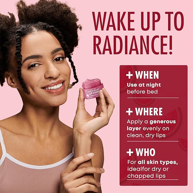 Watermelon Lip Mask - Dermatologist Tested, Anti-Aging, Korean Skin Care, Deep Hydration, Overnight Lip Repair - Vegan, Clean Beauty, 95% Natural, Cruelty-Free - 1 Pack-Velvo Beauty