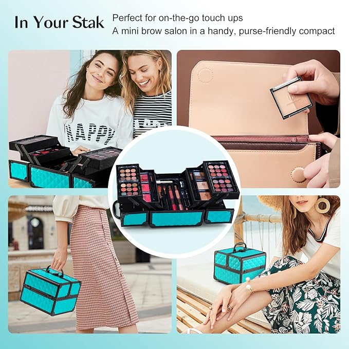 Color Nymph All In One Makeup Kit Comestics Gifts for Girls Teens, Travel Makeup Set 4 Trays Train Case for Beginner Includes Eyeshadow Highlighter Lipgloss Blush Concealer Brush Eyeliner Lipbalm-Velvo Beauty