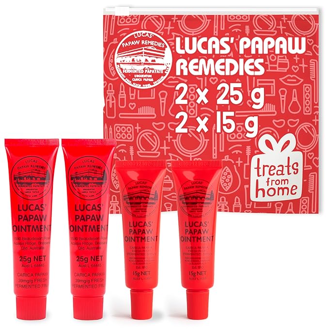 Lucas Pawpaw Lip Ointment, Lucas Pawpaw Cream, Lucas Pawpaw Ointment for Lips & Dry Skin (2x15 Gram plus 2x25 Gram)-Velvo Beauty