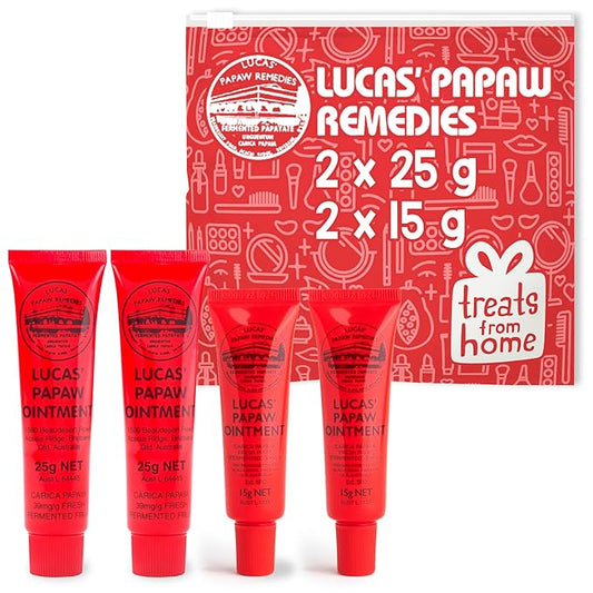 Lucas Pawpaw Lip Ointment, Lucas Pawpaw Cream, Lucas Pawpaw Ointment for Lips & Dry Skin (2x15 Gram plus 2x25 Gram)-Velvo Beauty