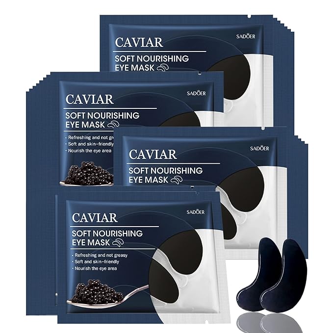 Under Eye Patches -30 Pairs Sakura Essence Eye Mask Eye Pads for Puffy Eyes, Reducing Dark Circles, Anti-Aging, Collagen Eye Mask for Moisturizing, Black-Velvo Beauty