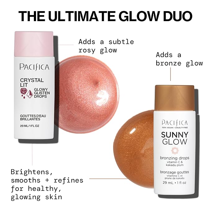 Pacifica Sunny Glow Liquid Face Bronzer Drops - Face Makeup Bronzing For Face & Cheeks for Instant Sun-Kissed Glow - Vitamin C & Glycolic Acid Infused Liquid Bronzer Illuminating Highlighting Clean-Velvo Beauty