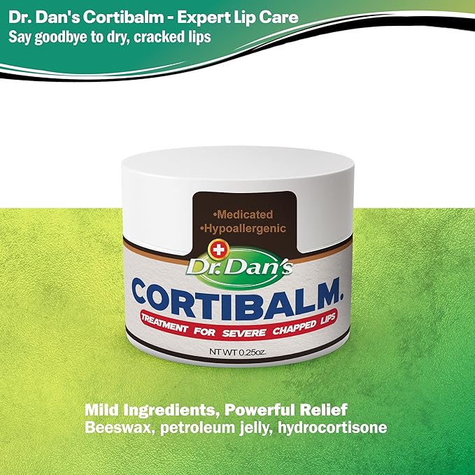 Dr. Dan's Cortibalm Jar - 1 Pack - for Dry Cracked Lips - Healing Lip Balm Jar for Severely Chapped Lips - Designed for Men, Women and Children -Velvo Beauty
