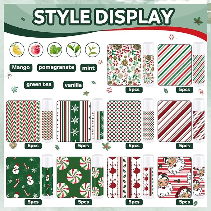 50 Pcs Lip Balm in Bulk Gift Set Moisturizing Lip Moisturizer Candy Themed Baby Shower Favors Candy Themed Gifts with Assorted Fruit Flavors for Women Men Dry Chapped Lips Christmas Gifts-Velvo Beauty