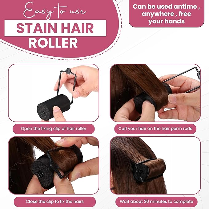 My Beauty Spot Heatless Rollers - Satin Hair Rollers - Overnight Hair Curlers, 48Pcs Overnight Foam Curlers, No Clips, Assorted Sizes & Colors, with Storage Case-Velvo Beauty