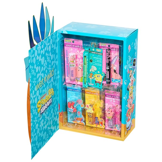 wet n wild SpongeBob SquarePants PR Box - Pineapple House 2-Layer Collector’s Set with Makeup & Tools for Unique F.U.N Looks, Cruelty-Free-Velvo Beauty