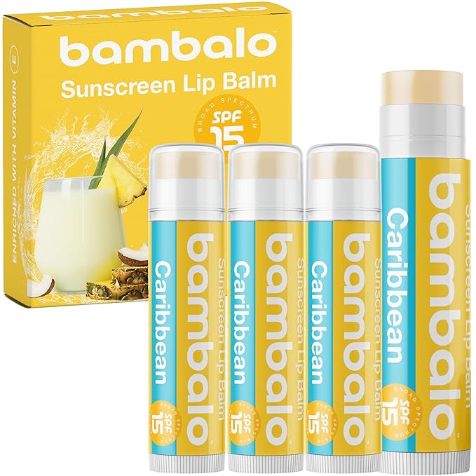 4-Pack Caribbean SPF 15 Lip Balm - Organic Ingredients, Broad Spectrum UVA/UVB Protection - Hydrating & Moisturizing, USA Made-Velvo Beauty