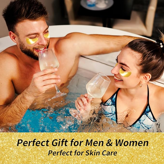 Eye Gel Pads - 24 Pairs Golden Under Eye Patches with Collagen & Hyaluronic Acid, Anti-Aging Eye Mask for Puffiness, Dark Circles & Wrinkles, Relieve, Refreshing & Revitalize Skin-Velvo Beauty