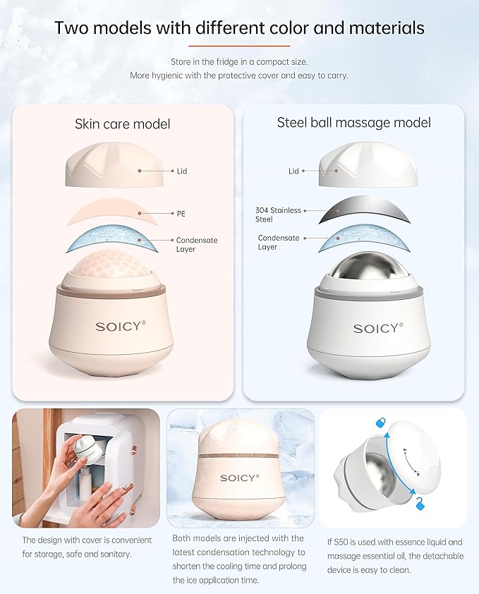 Facial Roller Stainless Steel Eye and Face Ice Massage Roller 360 Degree Rotate Ice Massage Roller Beauty Skin Care Tool-Velvo Beauty