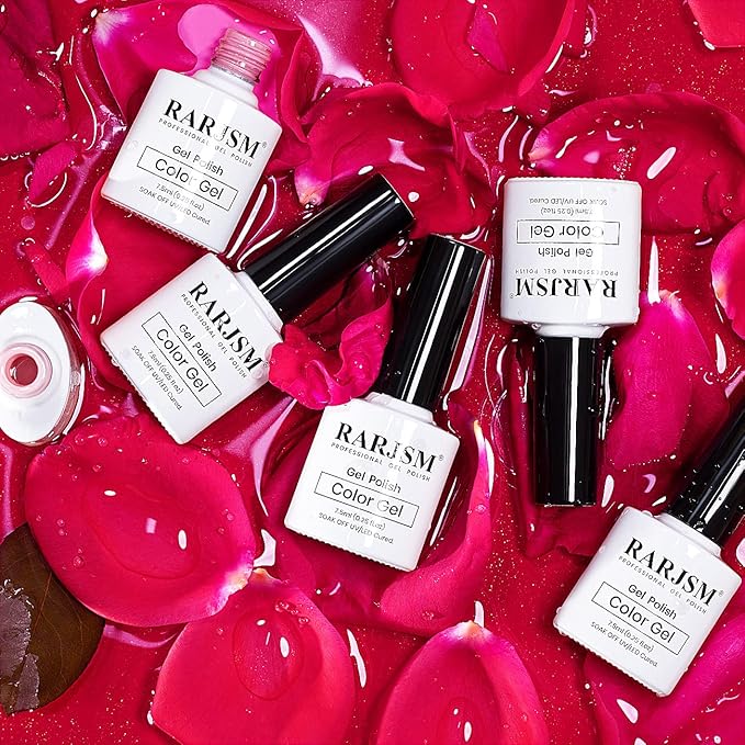 RARJSM Pink Gel Nail Polish Set 6 Pcs Pale Light Pink Neon Hot Pink Rose Glitter Fuchsia Sweet Cherry Colors Gel Polish Soak off 7.5ml UV LED Cured for Summer Home Salon Spring Nails-Velvo Beauty