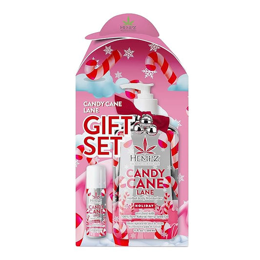 Hempz Holiday Gift Set, Candy Cane Lane Moisturizer (17 Oz) & Lip Balm (.44 Oz) – Holiday Moisturizing Lip Balm & Hydrating Lotion Skin Care Gift Set for Women & Men for Combatting Dry Lips & Skin-Velvo Beauty