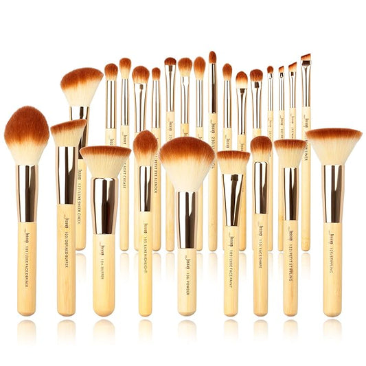 Jessup Professional Bamboo Makeup Brushes, Premium Synthetic Foundation Powder Concealer Blush Highlight Eye Blending Cosmetic Brush Set 25pcs T135-Velvo Beauty