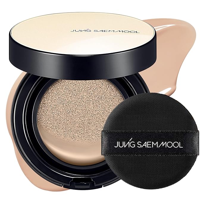 JUNG SAEM MOOL Essential Skin Nuder Cushion 22N Peach Light 0.49 Fl Oz, No Refill, Natural Radiant Finish Cushion Foundation with Buildable Coverage, Lightweight Texture, Korean Foundation Makeup-Velvo Beauty