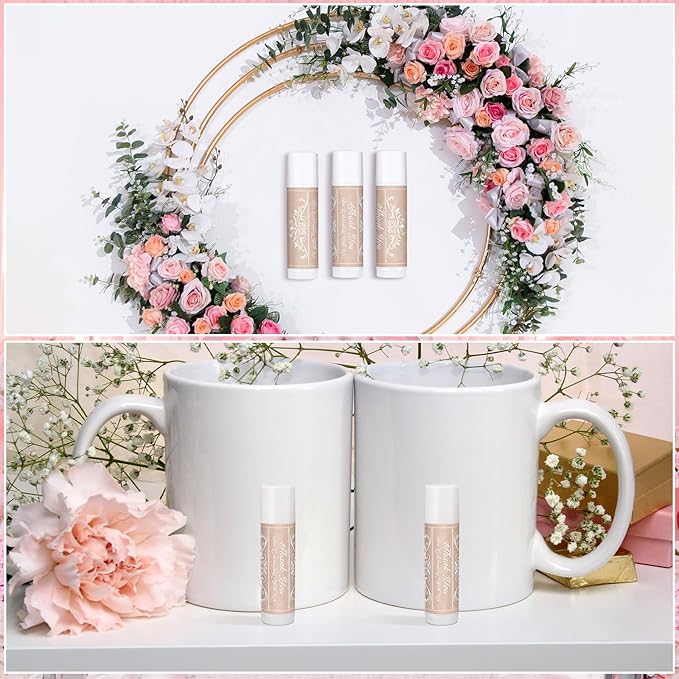 Dunzy 50 Pcs Thank You Gift Lip Balm Bulk Baby Shower Party Favors Bridal Shower Favor Lip Care with Assorted Fruit Flavors Thank You Lipstick for Guest Basket Gift Stuffer (Vintage)-Velvo Beauty