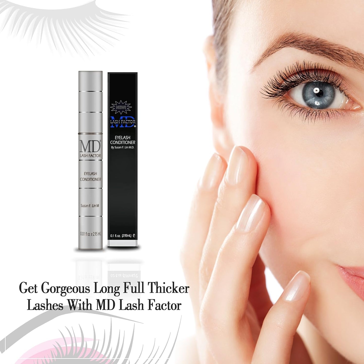 MD Lash Factor Eyelash Conditioner – 0.05 fl oz Trial Size – Lash Growth Serum with Biotin and Peptides, Ideal for First-Time Users-Velvo Beauty