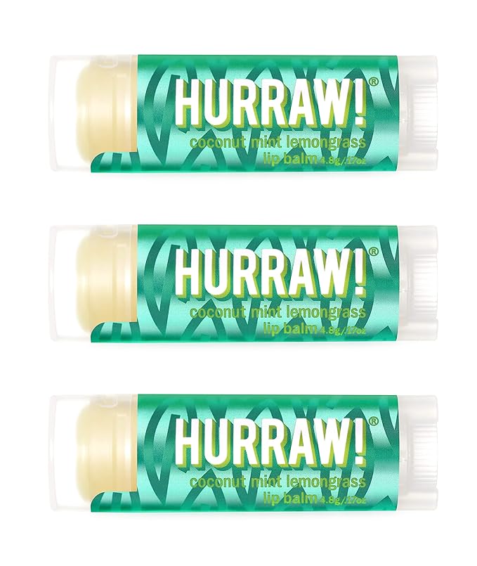 Hurraw! Coconut, Mint, Lemongrass (Pitta) Lip Balm, 3 Pack: Organic, Certified Vegan, Cruelty and Gluten Free. Non-GMO, 100% Natural Ingredients. Bee, Shea, Soy and Palm Free. Made in USA-Velvo Beauty