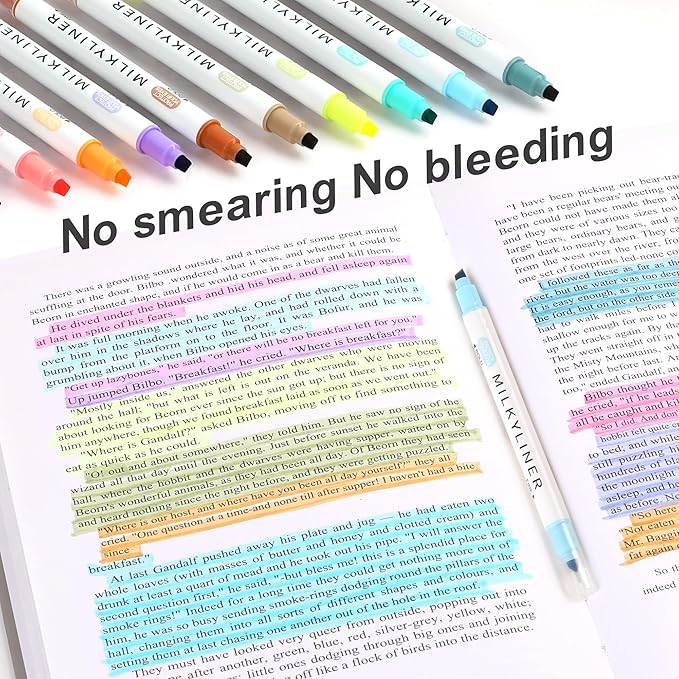 Highlighters Pastel Double Sided Chisel and Fine Tips Pastel Bible Highlighters No Bleed Through 12 Retro Colors Perfect for Bible Books, Journals, Drawings, and Underlining-Velvo Beauty