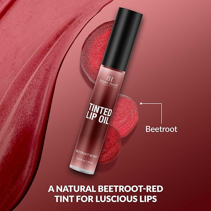 Botanic Hearth Tinted Lip Oil | Moisturizing Lip Gloss Oil for Dry Lips | Deep Red Gloss | Lightweight & Non Greasy | 0.3fl oz-Velvo Beauty
