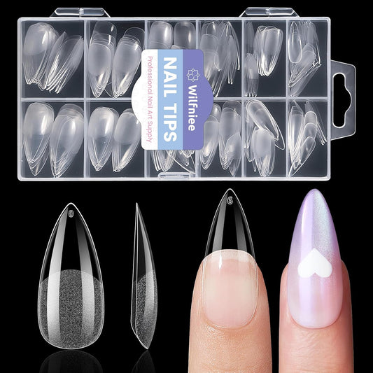 Medium Stiletto Nail Tips: 240Pcs Full Cover Stiletto Press On Nails, 12Sizes Pre-shaped Soft Gel Nails Clear Fake False Nails For Nail Extensions Home Nail Art Salon-Velvo Beauty