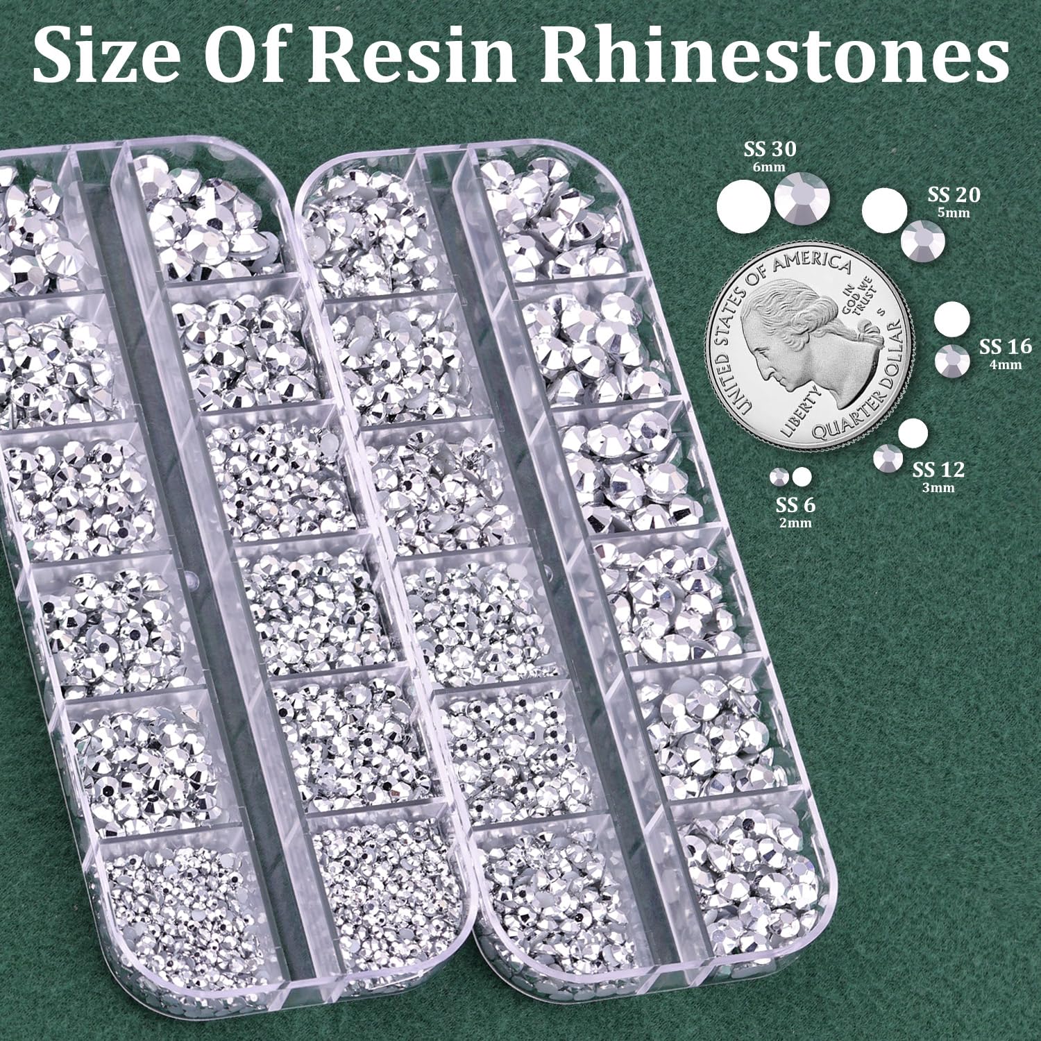 Resin Rhinestones for Crafting with B7000 Jewelry Glue, 2 Boxes Sliver Flatback Crystals with 3Pcs 10ml Glue for Bedazzling Crafts DIY Nail Art Makeup，Non Hotfix Gems for Clothing Shoes-Velvo Beauty