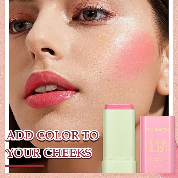 Cream Blush Stick,Multi-Use Makeup Blush Stick,Blendable Long Lasting Waterproof Blush Stick,Soft Tinted Moisturizer Cream Face Blush Makeup Stick for Cheeks & Lips Tint (#01 Shy Pink)-Velvo Beauty