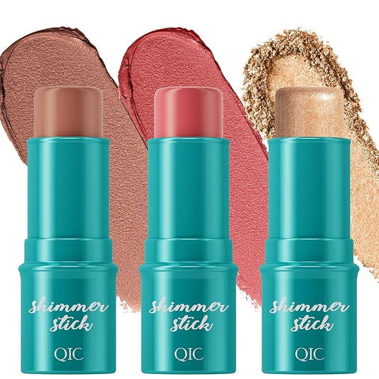 3Pcs Cream Contour Sticks Kit, Face Contouring Pen with Highlighter Stick, Blush Stick and Bronzer Contour Stick for Sculpt the Face, Create a Long Lasting, Matte or Dewy Finish (06)-Velvo Beauty