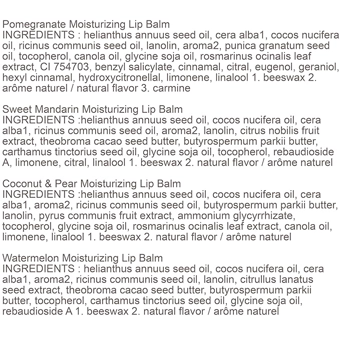 Burt's Bees Gifts, 4 Lip Balm Products, Just Picked Set - Pomegranate, Sweet Mandarin, Coconut Pear & Watermelon (4 Pack)-Velvo Beauty