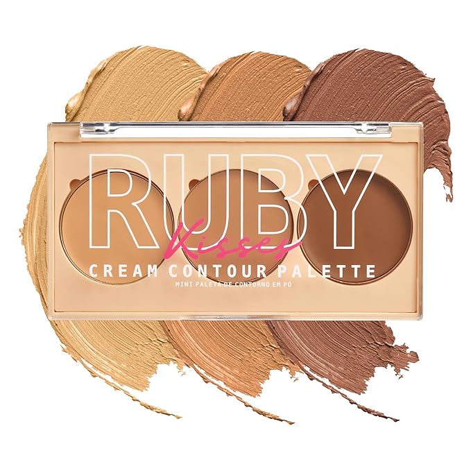 Ruby Kisses Contour Palette 3-in-1 Contour, Conceal, Highlight All-In-One Mini Palette, Long-Lasting, Easy to Blend Cream Contour Palette for Oily and Dry Skin (Medium To Tan)-Velvo Beauty