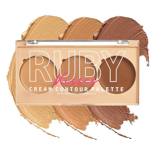 Ruby Kisses Contour Palette 3-in-1 Contour, Conceal, Highlight All-In-One Mini Palette, Long-Lasting, Easy to Blend Cream Contour Palette for Oily and Dry Skin (Medium To Tan)-Velvo Beauty